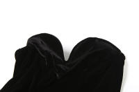 BUNO-Vestido de retazos de malla con diseño de gato extraño para mujer, minivestido Sexy con escote bajo y espalda descubierta, sin mangas, con volantes, dobladillo suelto, tendencia de medianoche - details 10