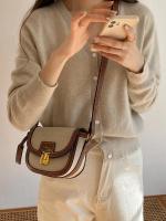 Nuevo Bolso bandolera de un hombro Retro de lona con Panel de contraste de estilo pequeño - details 2