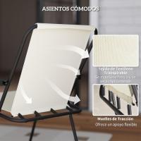 6 Piezas Muebles de Jardín Exterior con 4 Sillas Plegables Mesa de Vidrio y Sombrilla para Terraza Patio Crema - details 7