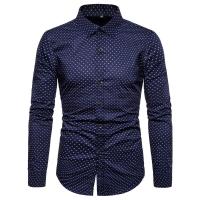 Camisa grande de hombre, estampado perenne, camisa juvenil de manga larga con lunares - details 4