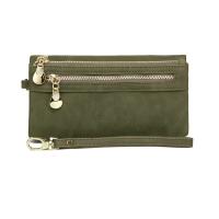 Cartera de Mujer de Cuero con Pulido Dull de Gran Capacidad Billetera de Doble Cierre Clutch Wristlet Cartera de Teléfono Monedero Porta Tarjetas Multiporo - details 11