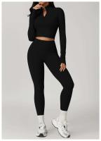 Conjunto de Yoga de Manga Larga Top de Correa Alta y Leggings Deportivos para Mujeres - details 29