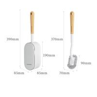 Cepillo De Inodoro WIKHOSTAR Con Soporte Diseño Curvo Cepillo De Limpieza Angulado Mano De Madera Herramientas De Baño Montado En La Pared - details 3