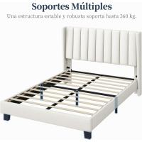 Cama Doble Tapizada 140 x 200cm Estructura de Madera y Metal Moderno Ideal para Adultos 2 Personas - details 6