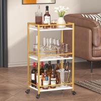 Carrito Auxiliar de 3 Niveles,Carrito de Servicio de té con Ruedas con Bloqueo,Carrito de Cocina y Alcohol para Comedor y Sala de Estar,43,2 x 30 x 81,5 cm, Marrón rústico - details 9