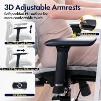 Respaldo y asiento de malla transpirable, reposabrazos y cabecera regulables, giratorio y reclinable. - details 1
