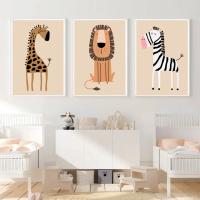 Arte de Lienzo de Animales del Safari JUBEER Póster de Lión, Jirafa, Zebra para Habitación de Niños - details 4