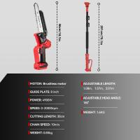 ONEVN-motosierra eléctrica telescópica sin escobillas 2 en 1, 8 pulgadas, 201CM, herramienta de poda de jardín de ramas altas para juego de pines de batería Makita de 18V - details 0