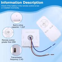 Luz de ventilador de techo para dormitorio, Control remoto, 100W, controlador de recepción, accesorios de luz de ventilador, 30-50W X 2 - details 6
