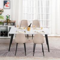 Juego de 4 sillas giratorias de ante para comedor con asiento acolchado, sillas de diseño para salón o cocina, con patas de metal negro, marrón - details 39