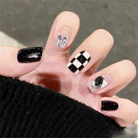 Uñas artificiales postizas duraderas para dedos, uñas negras frescas para usar, bricolaje en casa - details 1