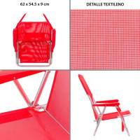 Pack de 2 sillas de playa plegables fijas con asiento bajo de aluminio y textileno lola home - details 1