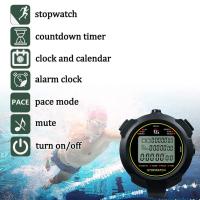 Cronómetro deportivo Digital, cronómetro con memoria dividida de 10 vueltas, temporizador de cuenta atrás, pantalla grande, resistente al agua, 12/24 horas - details 5