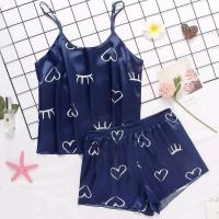 Ropa interior de mujer, ropa de dormir de seda satinada, chaleco, pantalones cortos, conjunto de dos piezas de verano, ropa de dormir para mujer - details 35