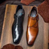 2025 botines con hebilla, zapatos de vestir de cuero para hombre, formales, de negocios, de diseñador, hechos a mano - details 2