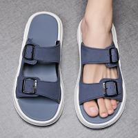 Zapatillas informales de doble botón a la moda de verano para hombre, sandalias de playa transpirables para hotel, zapatos clásicos ligeros y cómodos para exteriores - details 2