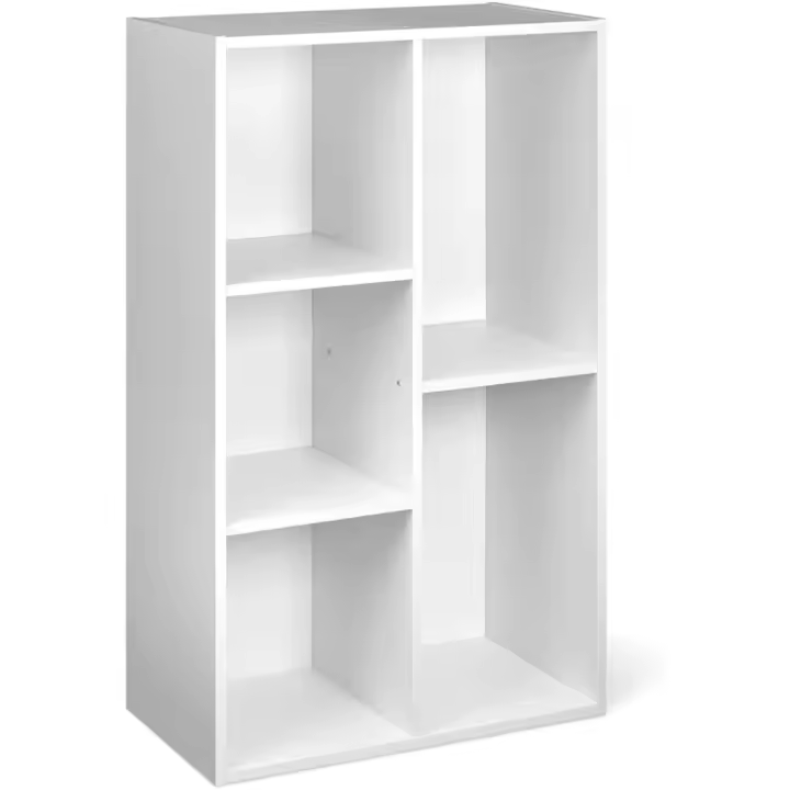 7 compartimentos, estante de oficina, librería, salón, dormitorio, cubo, Blanco, 50 x 24 x 106 cm - 1