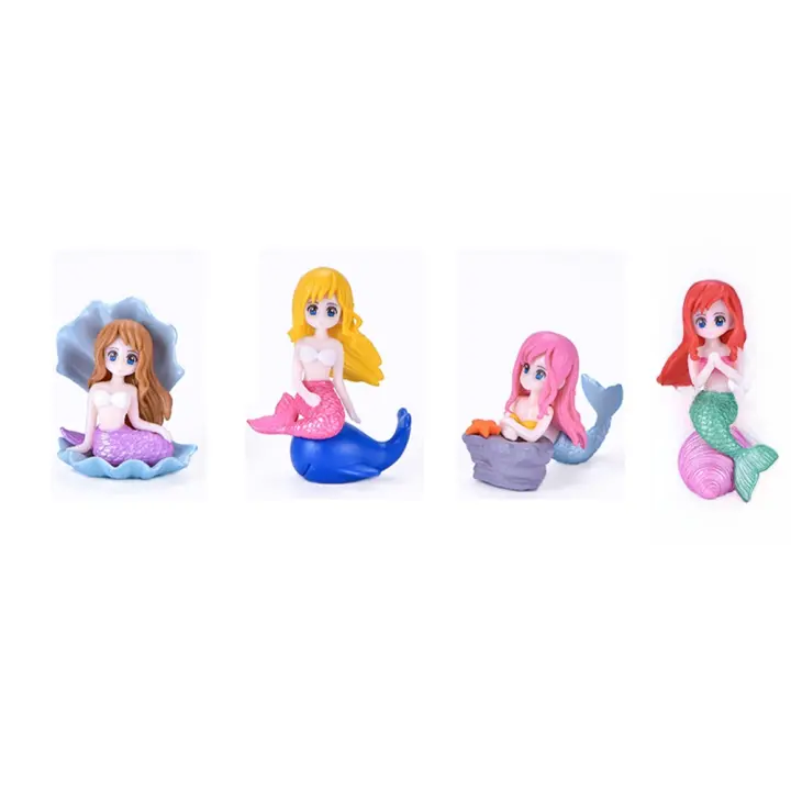 Set de Mini Estatuas de Sirenas 4 Figuras de Resina para Decoración de Hogar DIY - 1