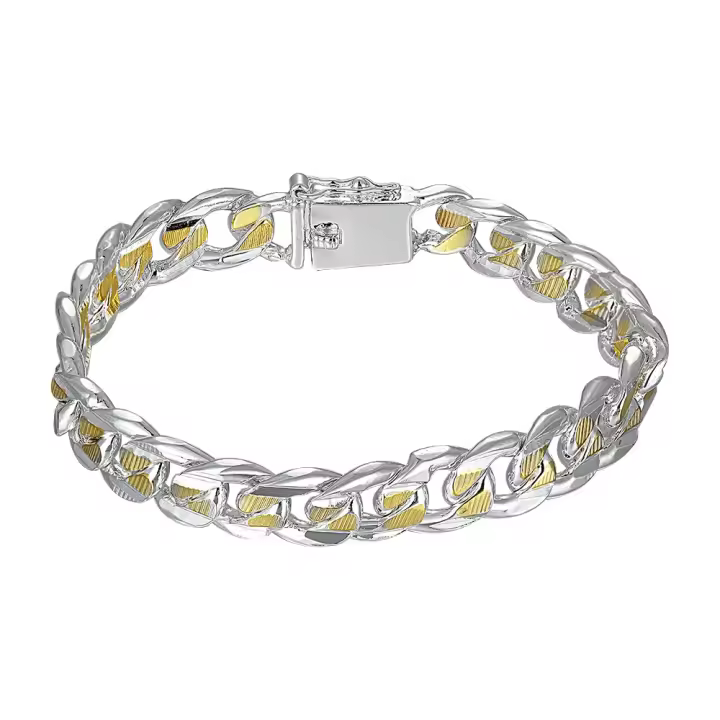 925 Sterling Silver 10mm Chain Bracelet For Men Women Jewelry - 1