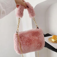 Bolso de mano de felpa con cadena pequeña, bandolera cuadrada de piel sintética, bolso de hombro esponjoso y cálido para compras, Otoño e Invierno - details 21