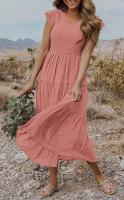 2025 Primavera/Verano TEMU nuevo vestido de manga voladora con cuello en V para mujer - details 8