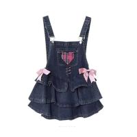 Vestido Denim Vintage con Cinturón Moda Coreana para Mujeres, con Volantes, Lentejuelas, Correa de Hombro - details 1