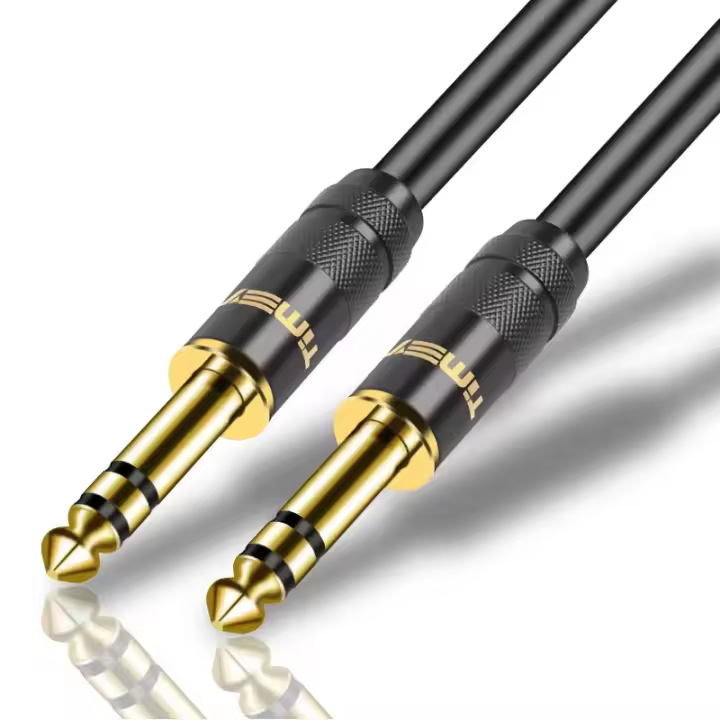 TRS Cable de instrumento recto de 1/4 pulgadas, Cable de guitarra profesional de Audio estéreo de 6,35mm a 6,35mm para teclado amplificador de bajo de guitarra - 1