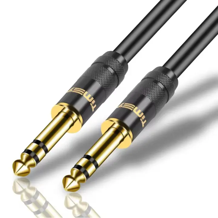 TRS Cable de instrumento recto de 1/4 pulgadas, Cable de guitarra profesional de Audio estéreo de 6,35mm a 6,35mm para teclado amplificador de bajo de guitarra - 1