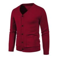 Nuevo Cárdigan para hombre, abrigos de manga larga con cuello en V, suéteres de punto con botones y bolsillos, prendas de vestir exteriores ligeras de Color sólido - details 7