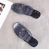Zapatillas de cuña antideslizantes, zapatillas gruesas de nácar con gelatina de cristal de plástico, tacón medio transparente, ideales para - details 4