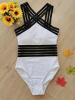 Traje de Baño de Malla Sexy Leopardo Traje de Baño de Cuello Alto para Mujeres - details 6