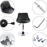 Taburete de Bar de Cuero PU Elevable y Ajustable Estilo de Peluquería Alto Negro - details 6