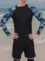 Traje De Baño Para Hombres, Ajustado Y De Secado Rápido, Traje De Buceo De Manga Larga + Pantalones Cortos Activos + Leggings - details 0