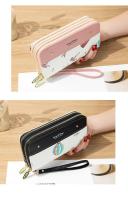 Nueva cartera larga para mujer, bolso para teléfono con doble cremallera, cartera con tachuelas para estudiante, bolso de mano de gran capacidad, monedero suave - details 6