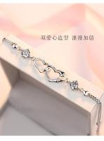 Pulsera de Plata Esterlina en Forma de Corazón Diseño de Par de Crystal para Mujeres - details 2