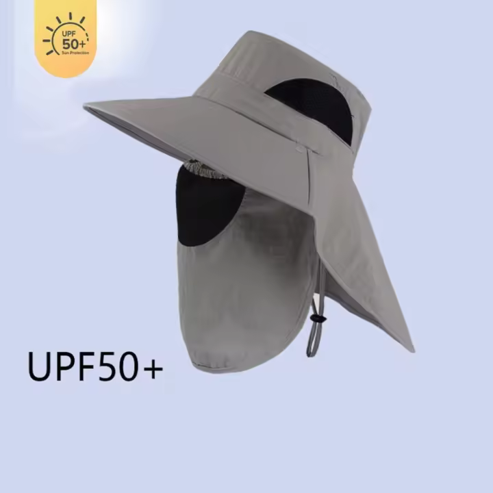 Sombrero de pasamontañas, gorras, conjunto de máscara, sombrero de cubo, ala ancha, protección UV, sombrero de pescador, visera, protector solar, sombrero para el sol al aire libre - 1
