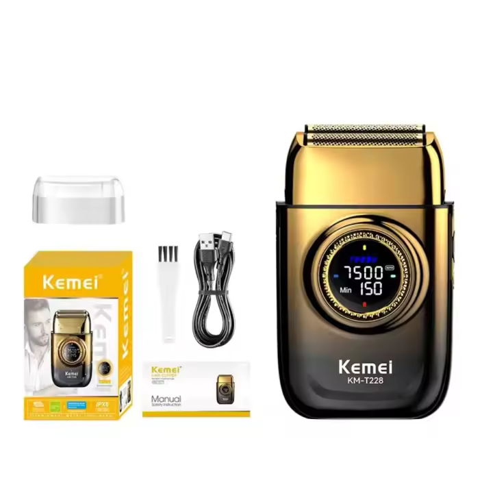 Kemei-Afeitadora recíproca profesional Turbo, maquinilla de afeitar eléctrica de alta velocidad, TYPE-C USB, regalos para hombres, afeitadora de cabeza calva - 1