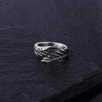 Anillo creativo Retro con alas de demonio y Ángel para hombres y mujeres anillo abierto gótico Punk hecho a mano accesorios de joyería Unisex regalo para amantes - details 5