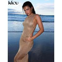 Vestido Largo Brillante de Kliou Mango de Espalda Transparente Elegante para Mujeres en Verano - details 15