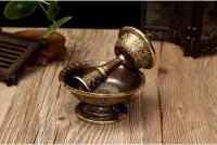Soporte de cobre puro nepalí tallado a mano con incrustaciones de oro, soporte de lámpara de mantequilla de estilo tibetano, precio especial, tamaño a elegir - details 9