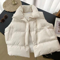Women winter cotton vest warm coat stand collar zipper sleeveless jacket overcoat loose drawstring waistcoat - details 5