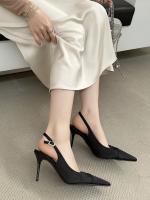 Temperamento francés bolsa cabeza sandalias nueva trasera stiletto vacío tacones altos socialite cabeza puntiaguda boca poco profunda zapatos individuales - details 24