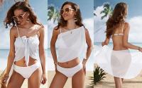 Traje de baño Coverups Mujeres Volantes Dobladillo Sarong Playa Bikini Wrap Sheer Falda Corta Bufanda de Gasa para Traje de Baño - details 17