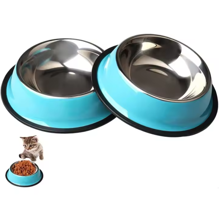 Cuencos de acero inoxidable para gatos, 2 piezas, antideslizantes, para perros pequeños y gatos. - 1