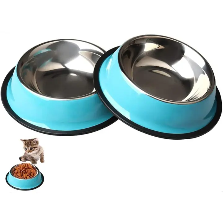 Cuencos de acero inoxidable para gatos, 2 piezas, antideslizantes, para perros pequeños y gatos. - 1