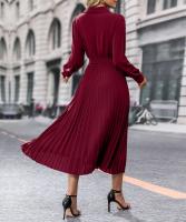 Vestido largo plisado de manga larga para mujer, elegante y hermoso, Color sólido, moda de primavera y otoño - details 23