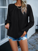 Top elegante de manga larga con cuello de encaje para mujer, ropa Lisa para otoño e invierno, 2023 - details 13