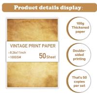 50 hojas de papel de escritura de papelería Vintage, papel de carta para álbum de recortes literario clásico Simple, papel de dibujo, manualidades DIY - details 3
