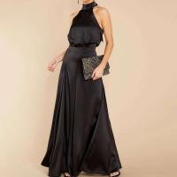Mono de Pantalones Grandes Piernas para Mujer Ouwu Mono Halter con Lazo en Espalda de Color Sólido - details 5