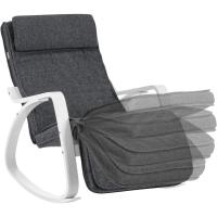Silla Mecedora de Madera de Abedul Silla Mecedora Ajustable con 5 Posiciones, Carga Máxima 150 kg, para Dormitorio, Salón Gris Oscuro y Blanco LYY011G01 - details 7
